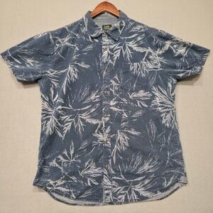 Lee‎ Mens Blue Short Sleeve Button Up Hawaiian Shirt Size Large